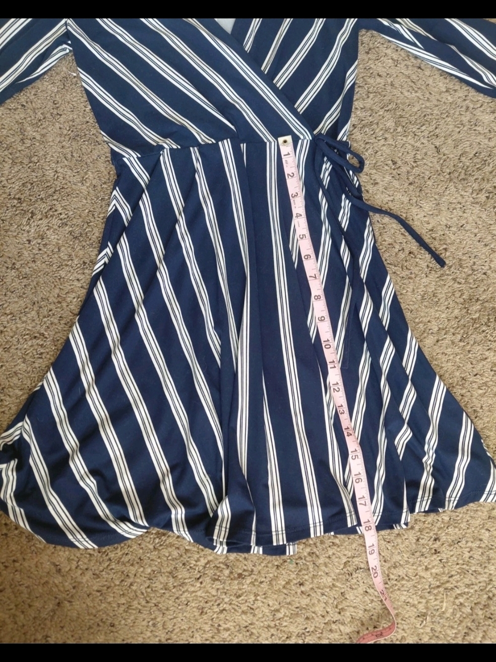 Navy and White Stripe Women's Size Small Knee Length Dress - Picture 5 of 6